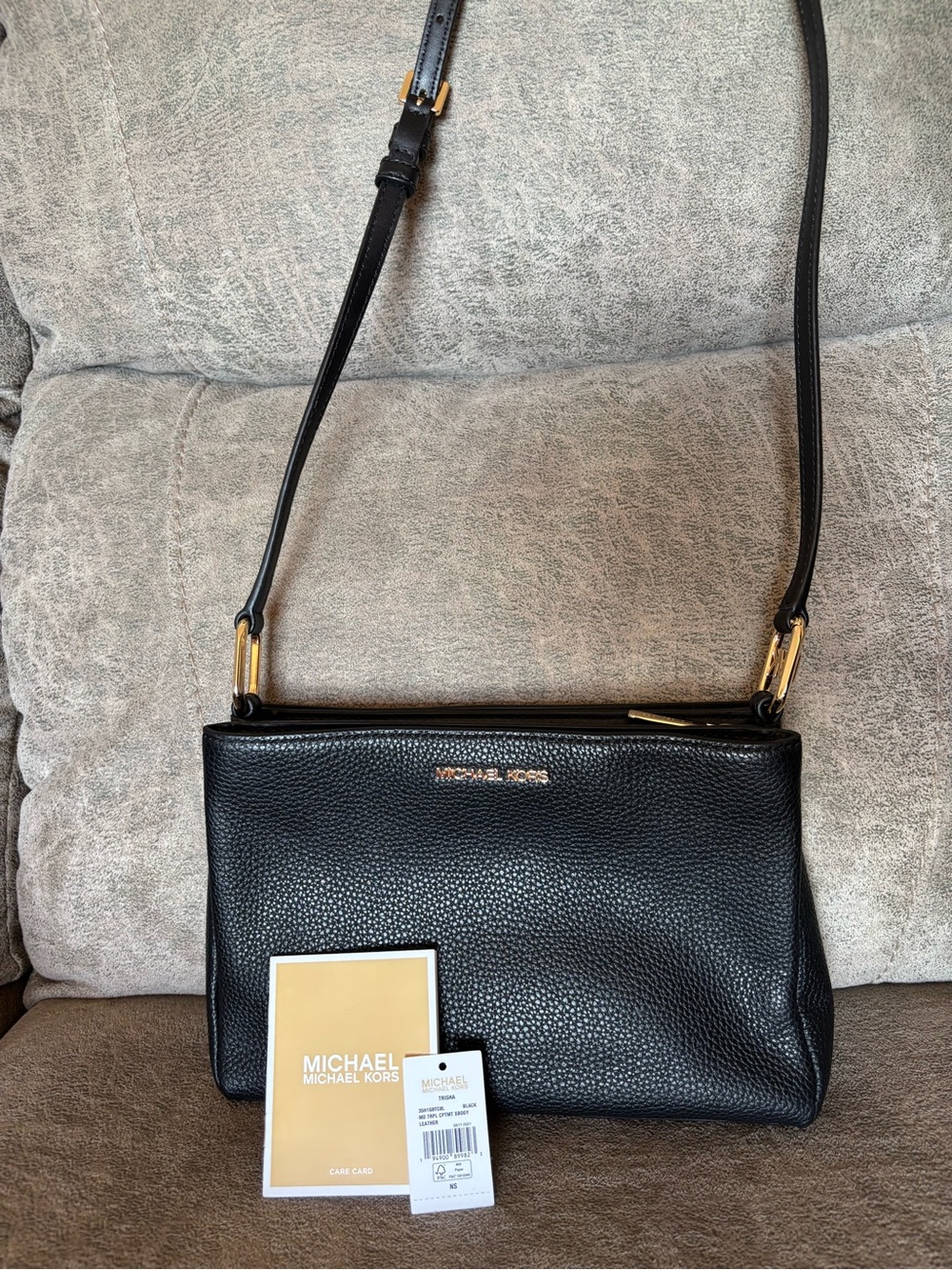 Michael Kors Trisha Black Leather Crossbody